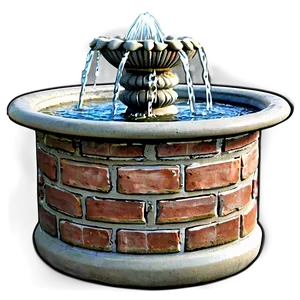 Brick Water Fountain PNG 05062024