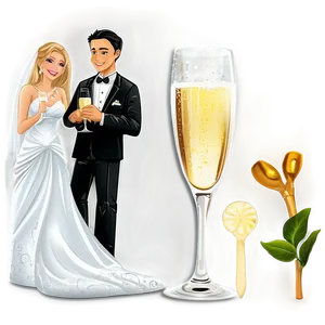 Bride And Groom Champagne Toast PNG 06262024