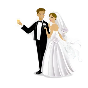 Bride And Groom Champagne Toast PNG 1