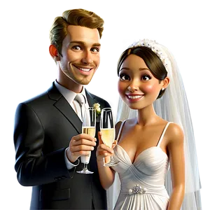 Bride And Groom Champagne Toast PNG Vml PNG