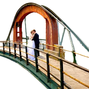 Bride And Groom On Bridge PNG 06262024