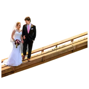 Bride And Groom On Bridge PNG 06262024