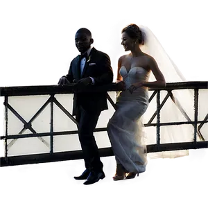 Bride And Groom On Bridge PNG 06262024