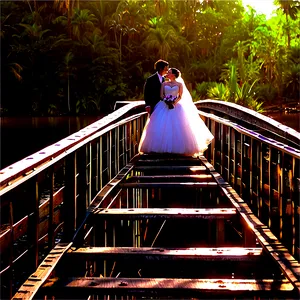 Bride And Groom On Bridge PNG 83