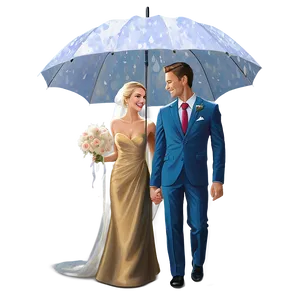 Bride And Groom Under Umbrella PNG Pgx61 PNG