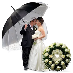 Bride And Groom Under Umbrella PNG Tsf10 PNG