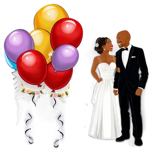 Bride And Groom With Balloons PNG Jlu74 PNG