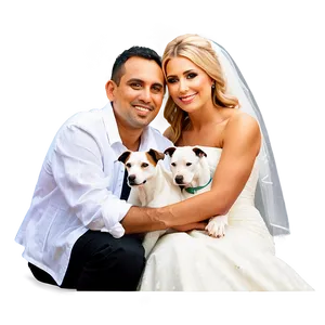 Bride And Groom With Pets PNG 06262024