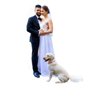 Bride And Groom With Pets PNG Rhm3