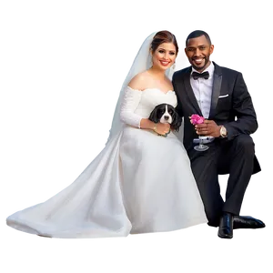 Bride And Groom With Pets PNG Wmb64 PNG
