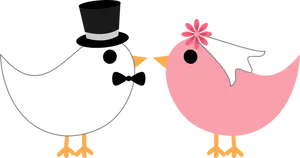 Brideand Groom Birds Illustration PNG