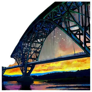 Bridge Under Starry Night Png 05242024 PNG image