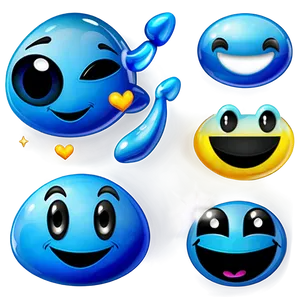 Bright Blue Emojis Png Compilation 06282024 PNG image