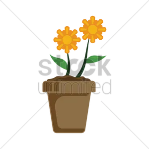 Bright Flowersin Brown Pot Graphic PNG image