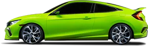 Bright Green Coupe Side View PNG image