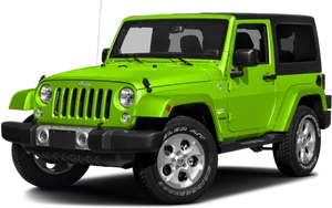 Bright Green Jeep Wrangler S U V PNG image