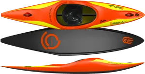 Bright Orange Kayak Design PNG