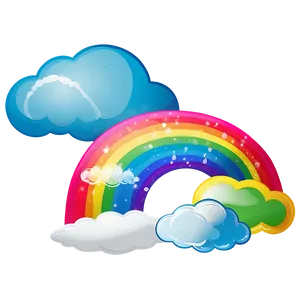 Bright Rainbow With Fluffy Clouds Png 14 PNG image