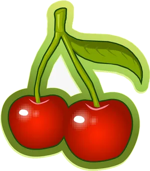 Bright Red Cherries Clipart PNG image