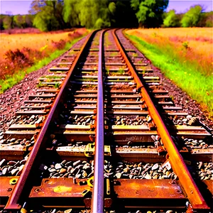 Bright Sunny Day Railroad Tracks PNG 06122024 PNG