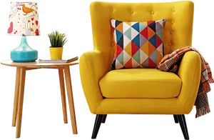 Bright Yellow Armchair Home Decor PNG image
