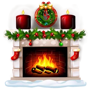 Brightly Lit Christmas Fireplace PNG 06262024 PNG