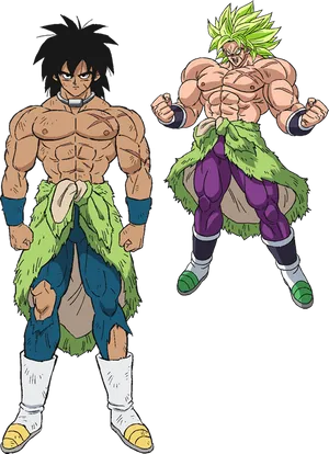 Broly_ Normal_and_ Super_ Saiyan_ Forms PNG image