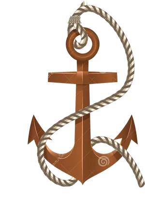 Bronze Anchorand Rope PNG image