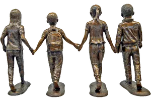 Bronze Children Handin Hand Sculpture PNG image