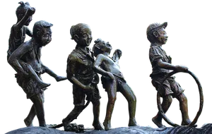 Bronze Children Playing Statue