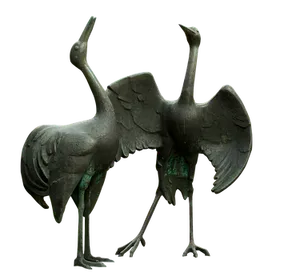 Bronze Crane Statue Artwork PNG image