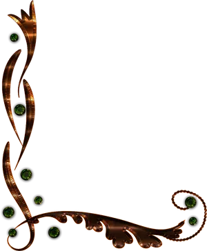 Bronze Floral Scroll Designwith Green Gems PNG image