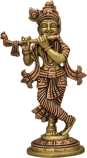 Bronze Flute Player Statue PNG