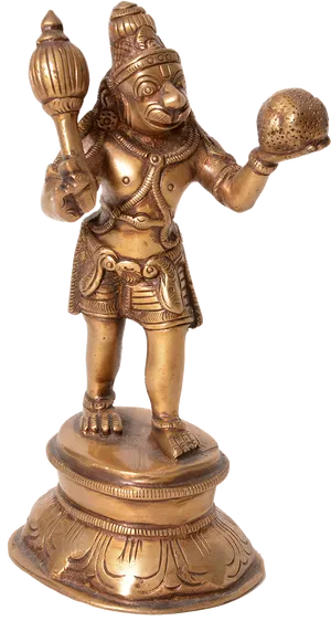 Bronze_ Hanuman_ Statue_with_ Mace_and_ Mountain PNG image