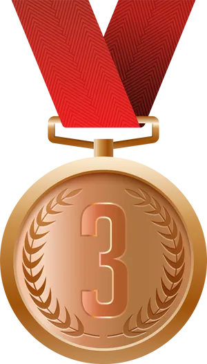 Bronze Medalwith Red Ribbon PNG image