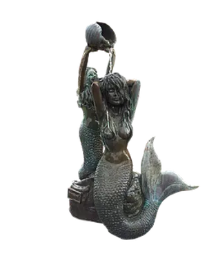 Bronze Mermaid Sculpture Pouring Water PNG image