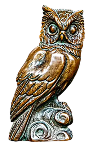 Bronze Owl Sculpture PNG image