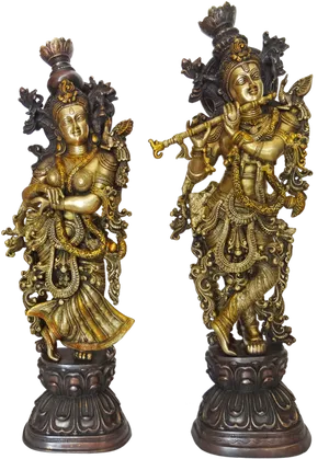 Bronze Radha Krishna Statues PNG image