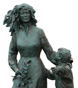 Bronze Statue Mother Child