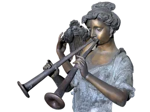 Bronze Statue Playing Trumpet PNG