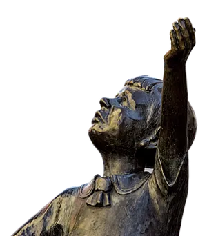 Bronze Statue Raised Hand PNG image