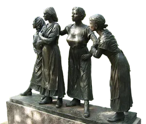 Bronze Women Statues Waiting