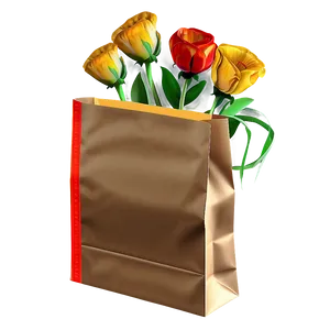 Brown Bag With Flowers PNG 06282024