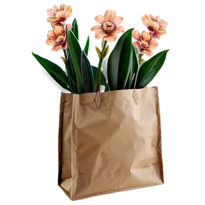 Brown Bag With Flowers PNG Jku4 PNG