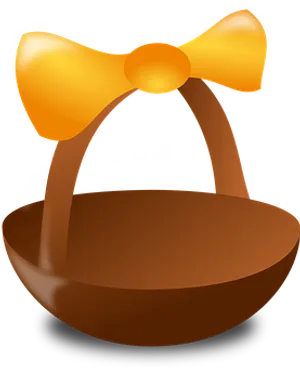 Brown Basket Yellow Bow Illustration