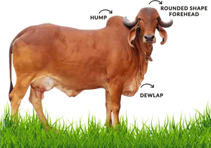 Brown Cow Anatomy Labels PNG image