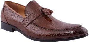 Brown Crocodile Pattern Loafer Men Shoe PNG image