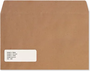 Brown Envelopewith Label PNG