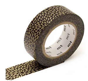 Brown Floral Washi Tape Roll PNG image