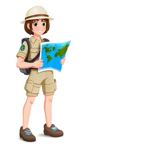 Brown Hair Explorer With Map Png 05252024 PNG image